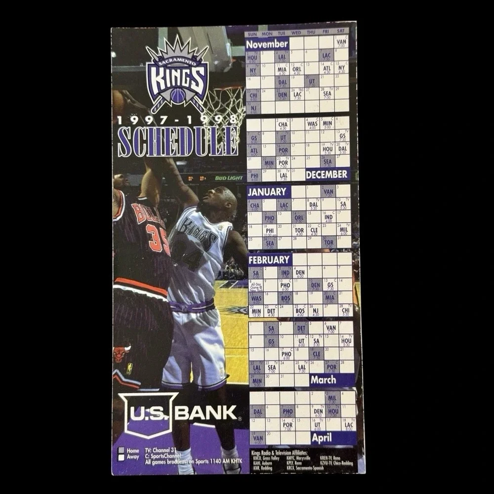 1996 1997 Sacramento Kings NBA Basketball Schedule Magnets Lot 4x7 Vintage Retro